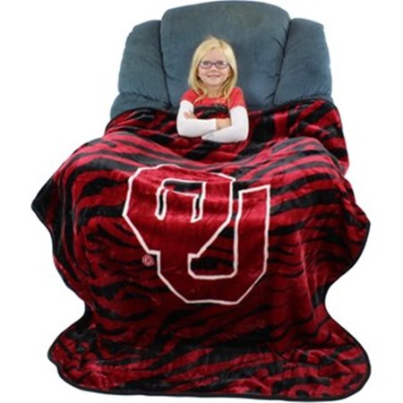 COLLEGE COVERS Collegecovers OKLTHSM Oklahoma Sooners Raschel Throw Blanket - 50 x 60 OKLTHSM